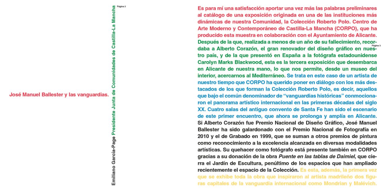 Catálogo exposición DE MONDRIAN A MALEVICH, de José Manuel Ballester, en La Lonja del Pescado, Alicante
