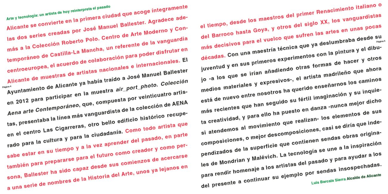 Catálogo exposición DE MONDRIAN A MALEVICH, de José Manuel Ballester, en La Lonja del Pescado, Alicante